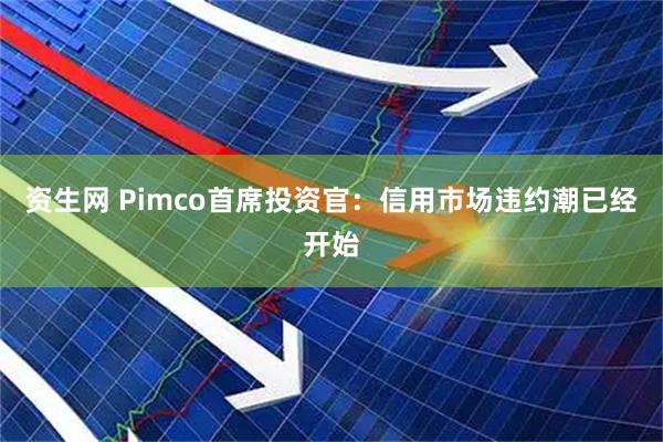 资生网 Pimco首席投资官：信用市场违约潮已经开始