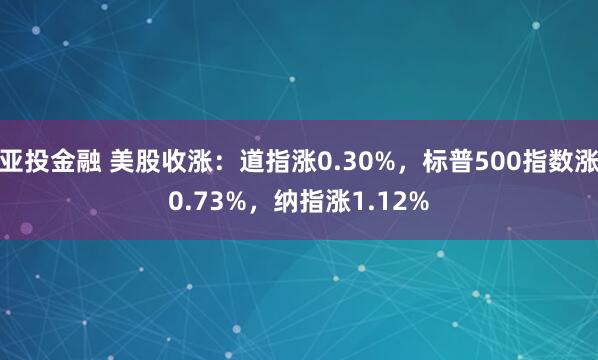 亚投金融 美股收涨：道指涨0.30%，标普500指数涨0.73%，纳指涨1.12%